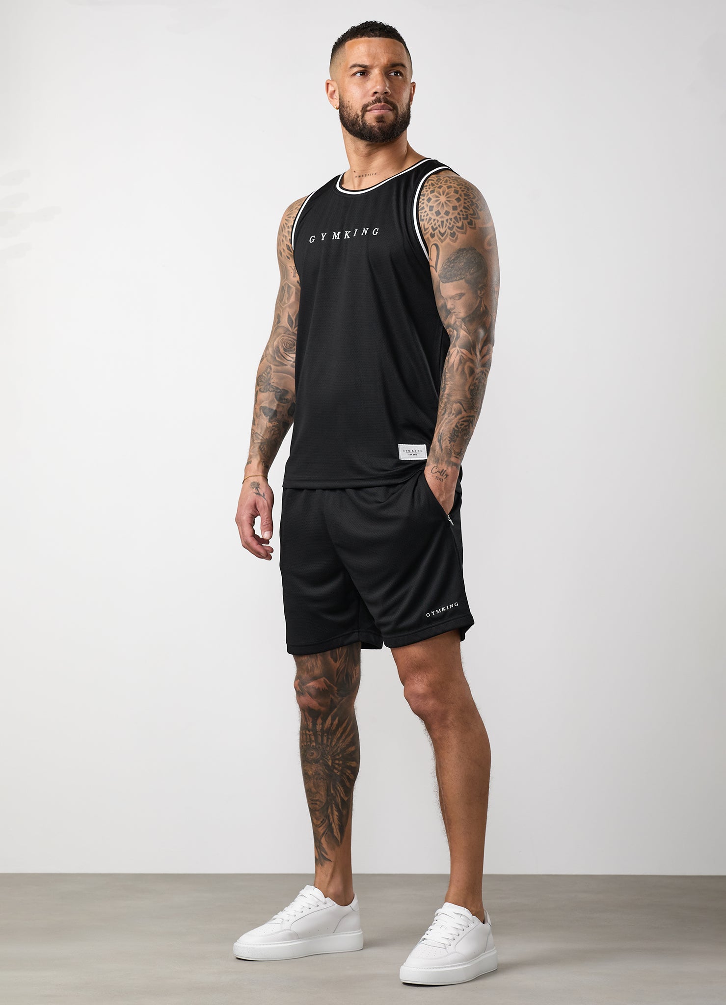 Gym King Brooklyn Mesh Vest - Black/White