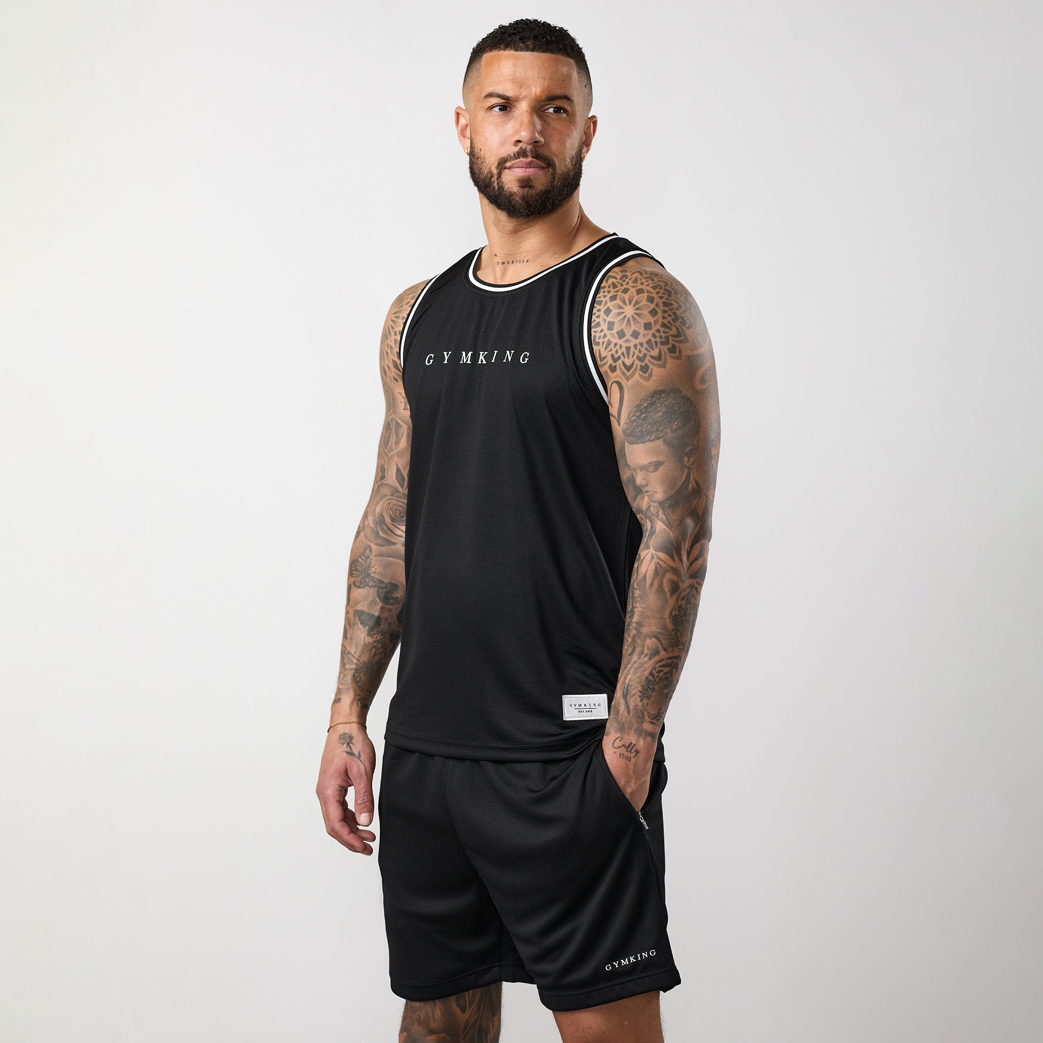 Gym King Brooklyn Mesh Vest - Black/White