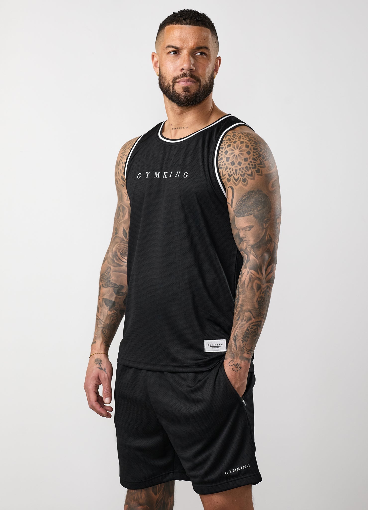 Gym King Brooklyn Mesh Vest - Black/White