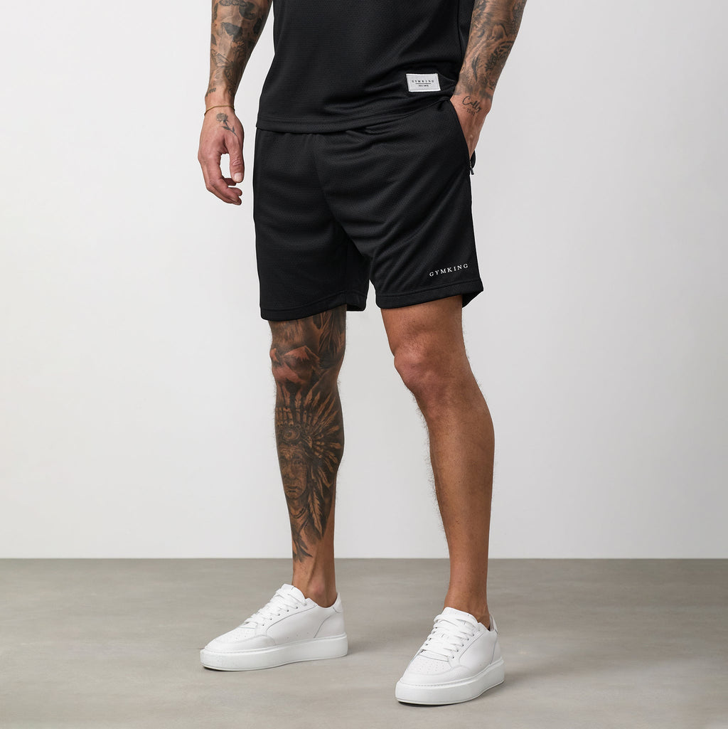 Gym King Brooklyn Mesh Short - Black/White