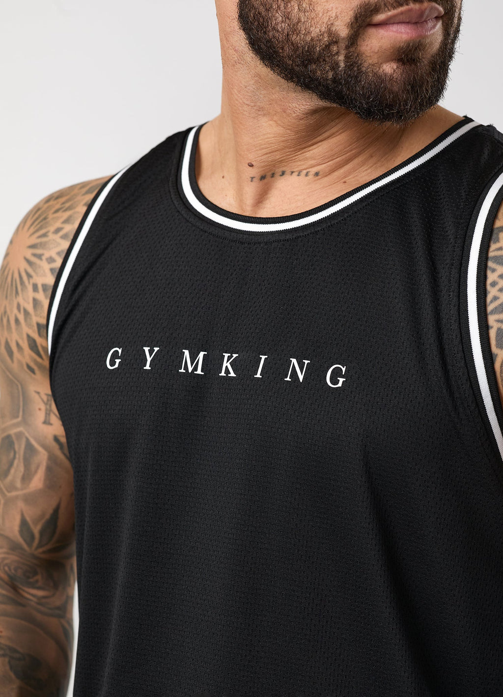 Gym King Brooklyn Mesh Vest - Black/White