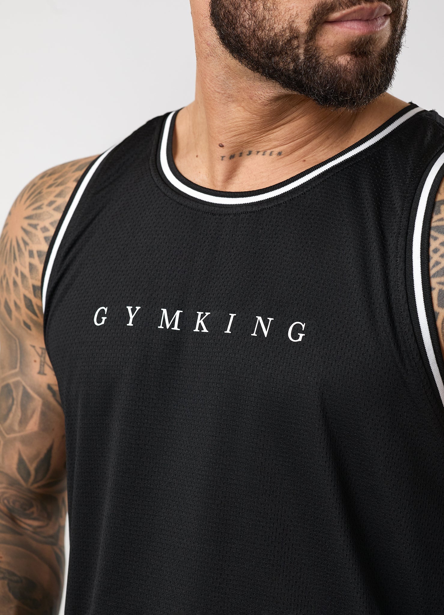 Gym King Brooklyn Mesh Vest - Black/White
