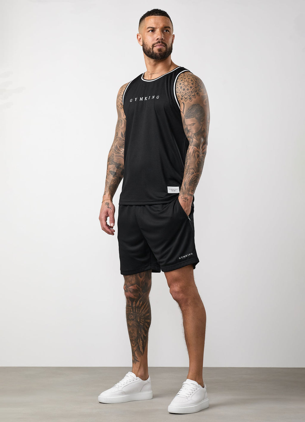 Gym King Brooklyn Mesh Short - Black/White