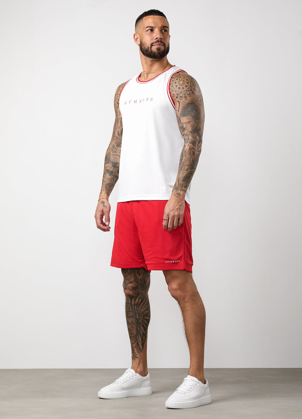 Gym King Brooklyn Mesh Vest - Salsa/White