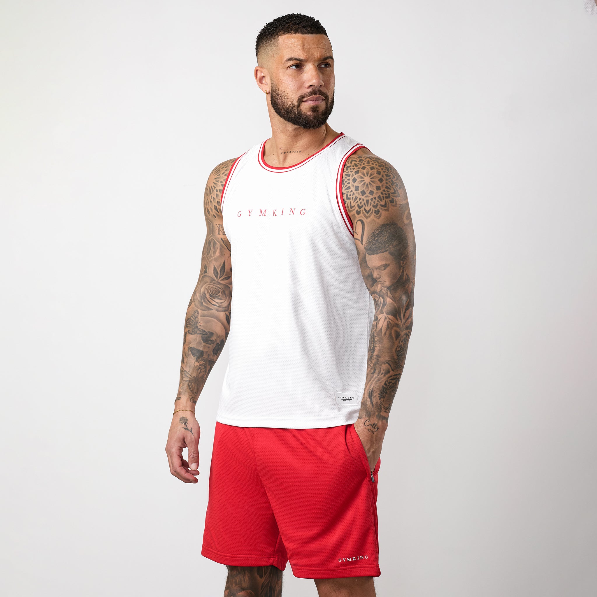 Gym King Brooklyn Mesh Vest - Salsa/White