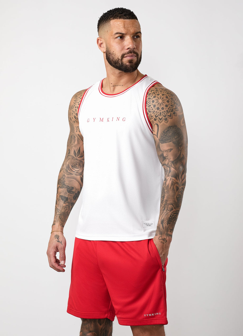 Gym King Brooklyn Mesh Vest - Salsa/White