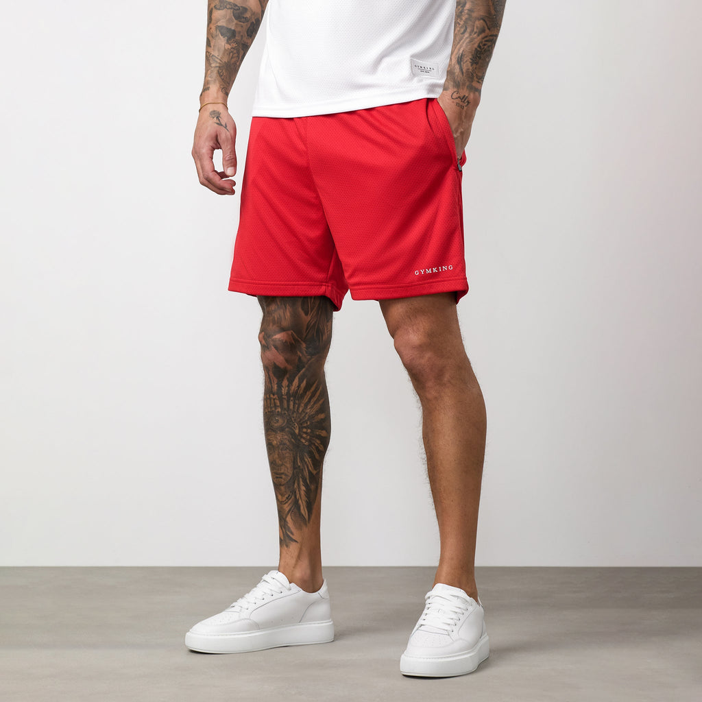 Gym King Brooklyn Mesh Short - Salsa/White