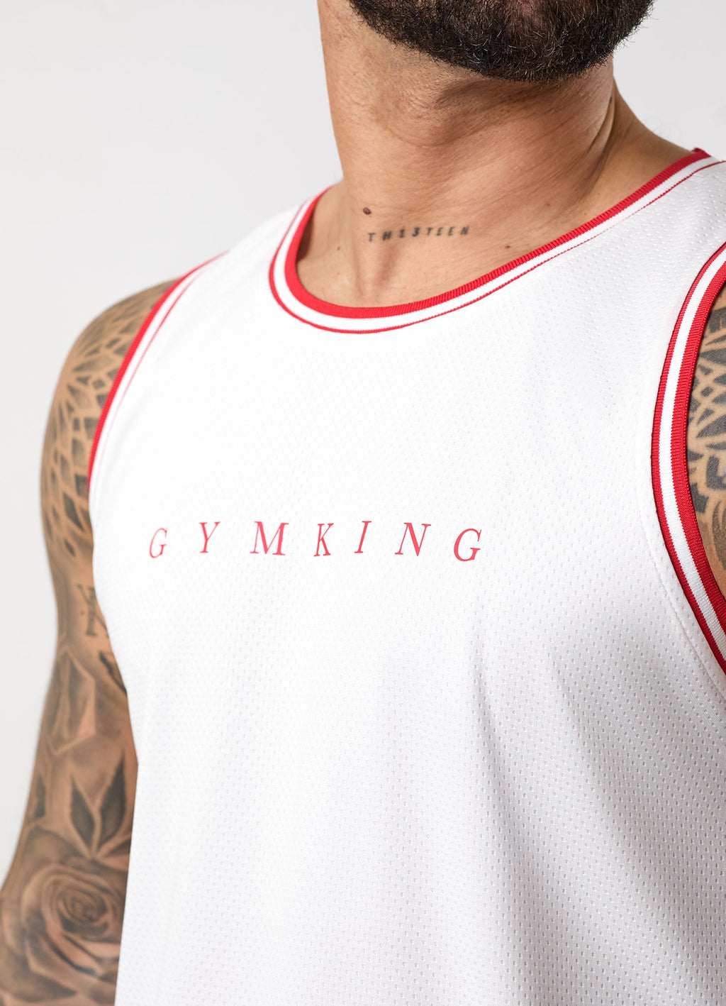 Gym King Brooklyn Mesh Vest - Salsa/White
