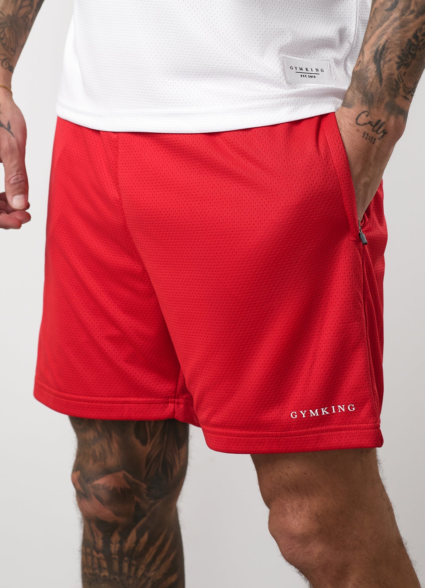 Gym King Brooklyn Mesh Short - Salsa/White