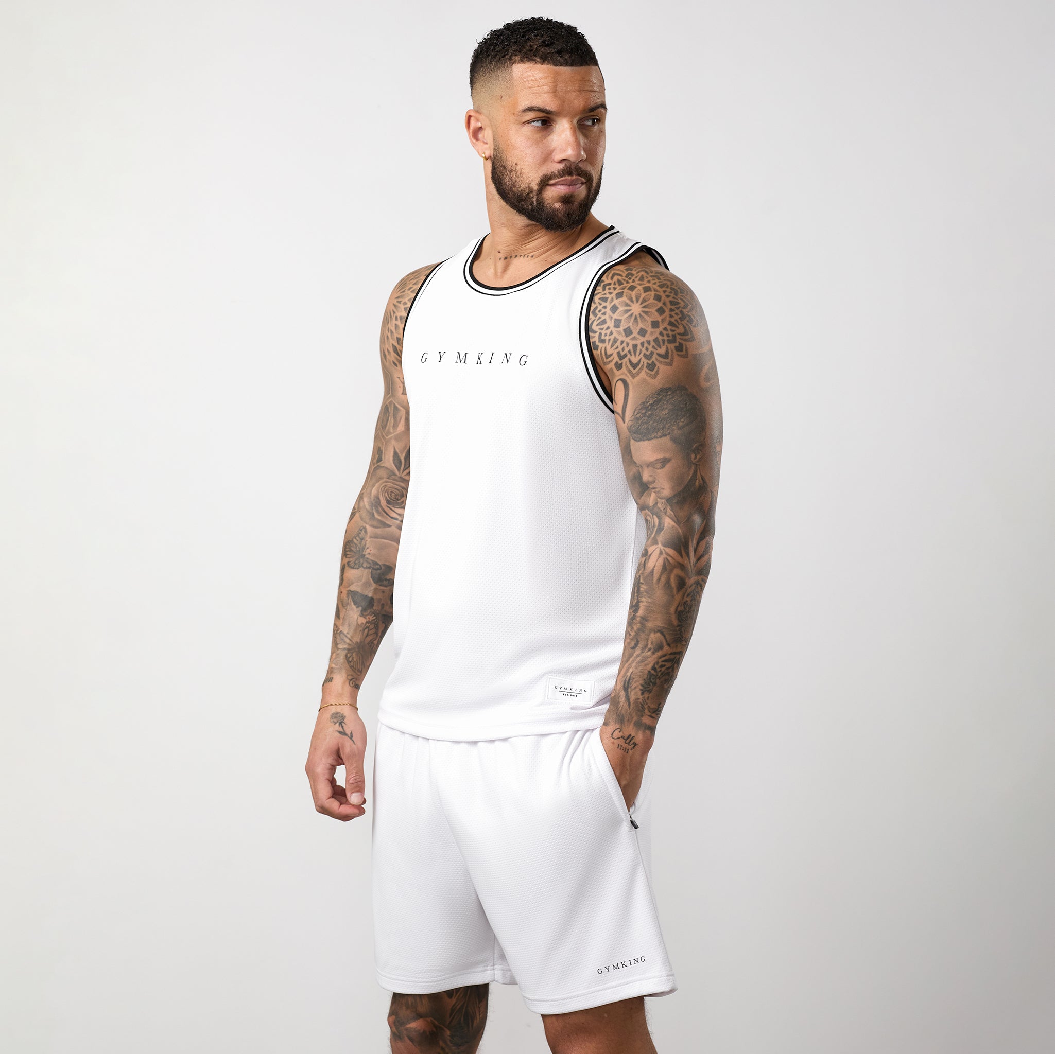 Gym King Brooklyn Mesh Vest - White/Black