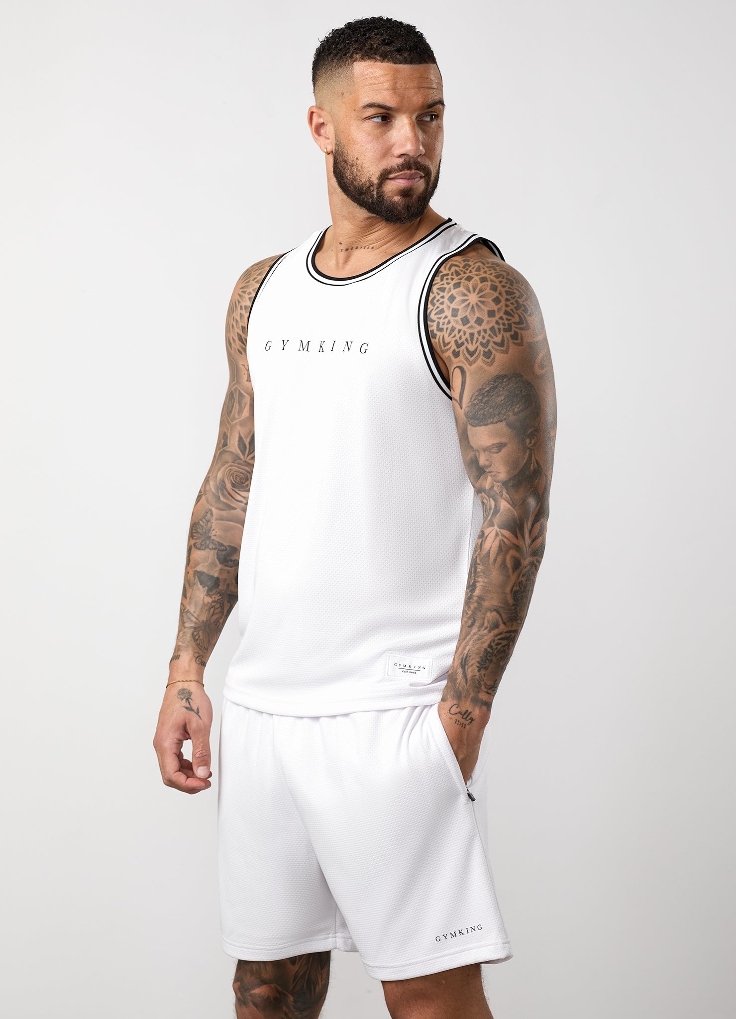 Gym King Brooklyn Mesh Vest - White/Black