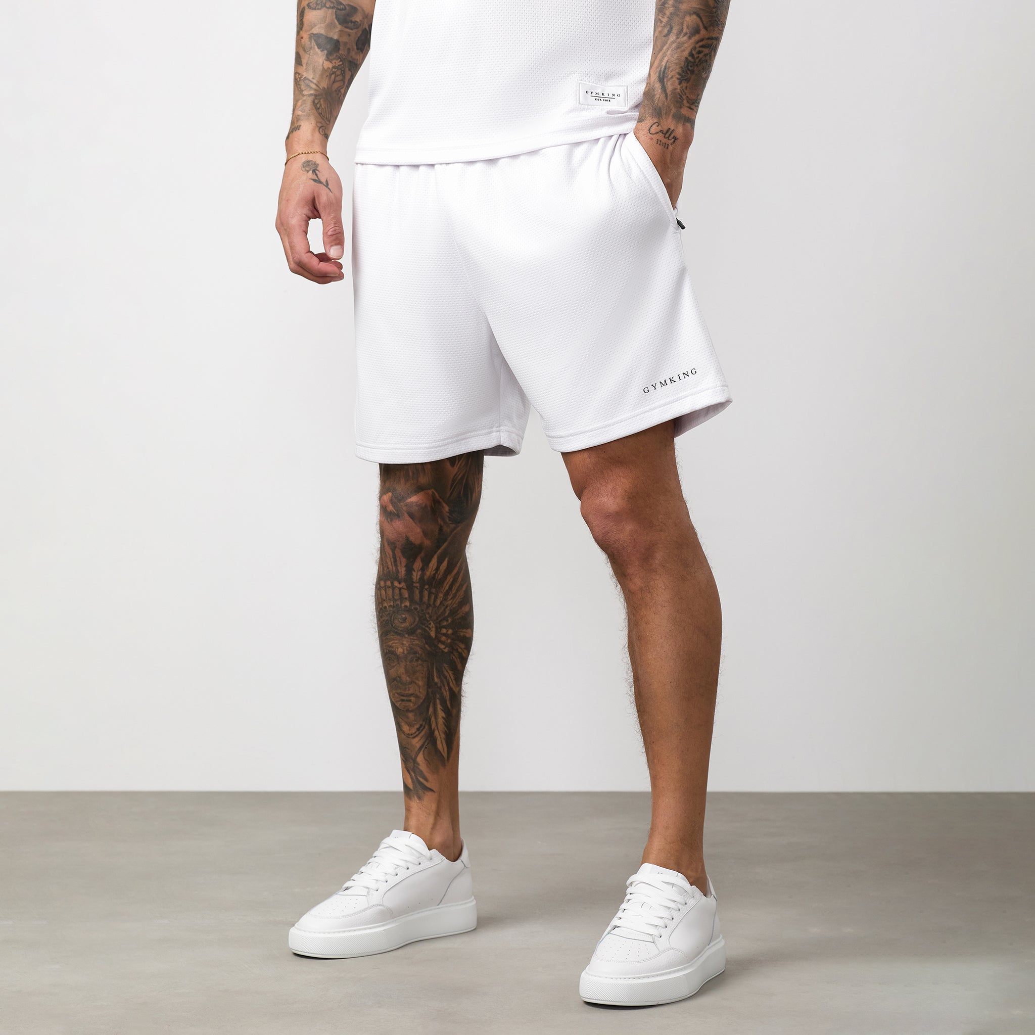 Gym King Brooklyn Mesh Short - White/Black