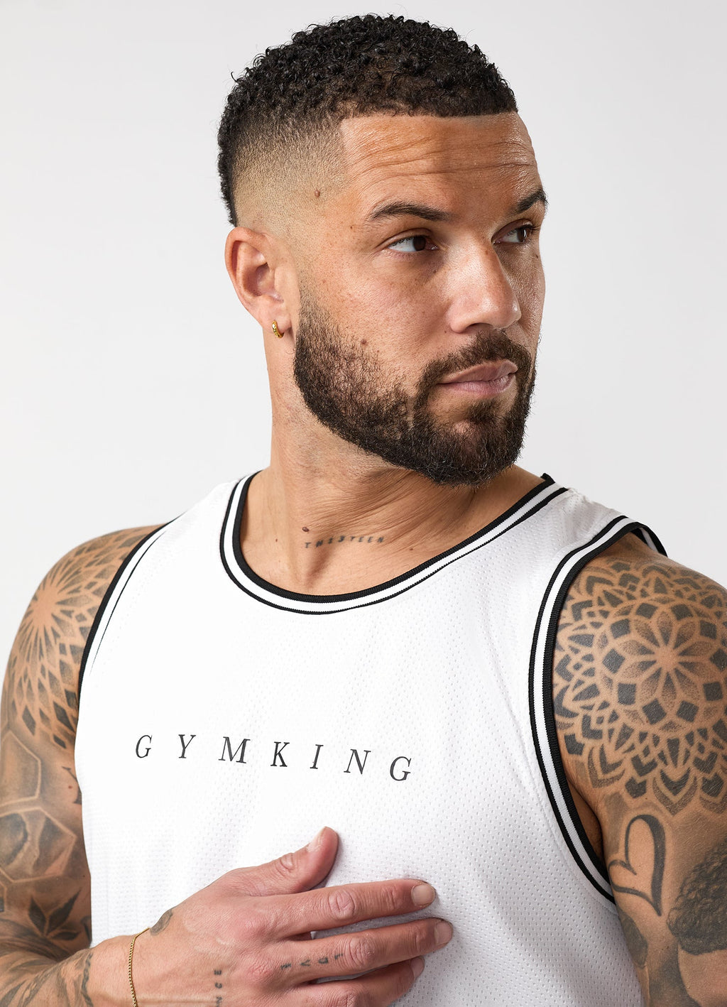 Gym King Brooklyn Mesh Vest - White/Black