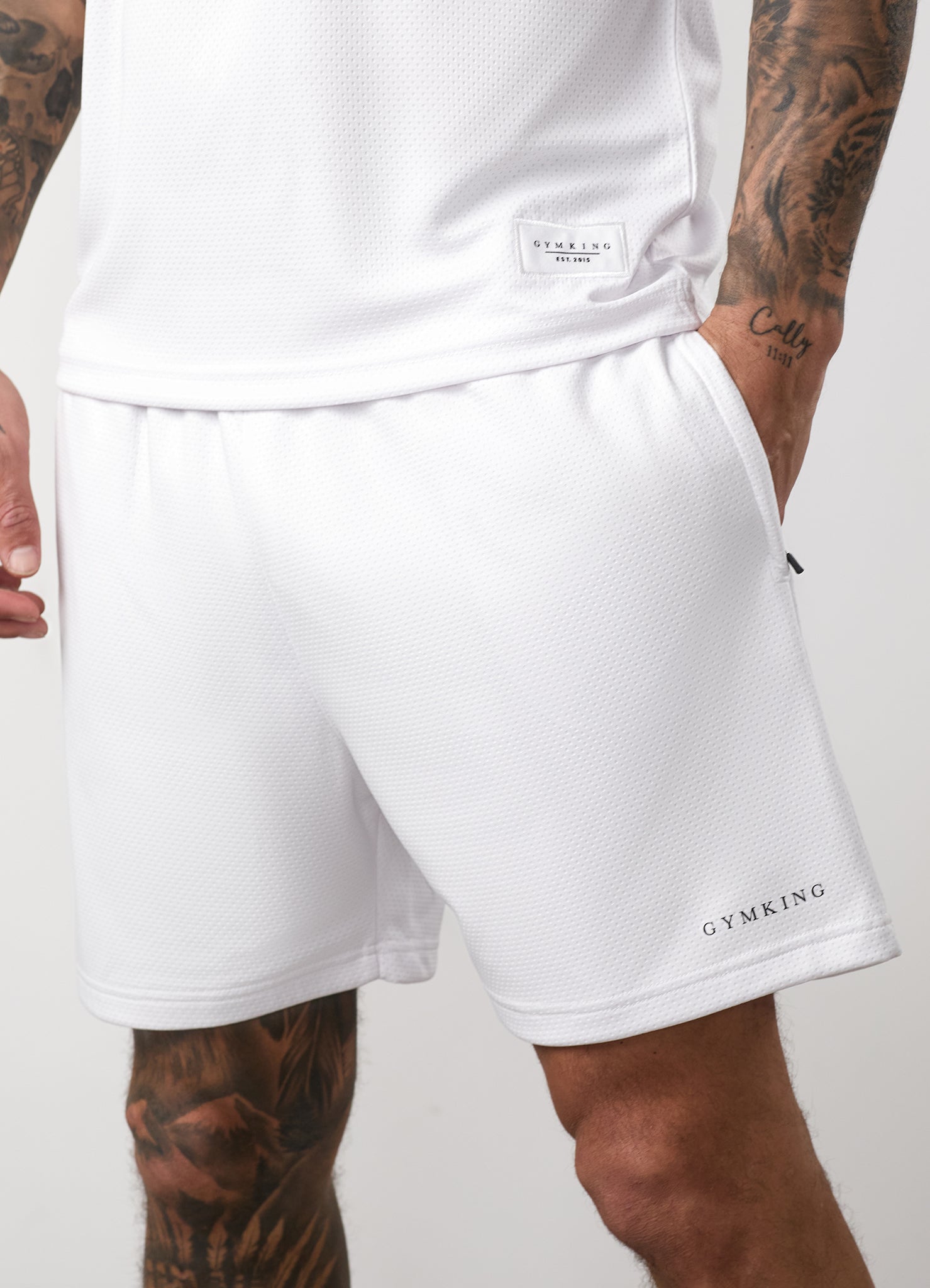 Gym King Brooklyn Mesh Short - White/Black