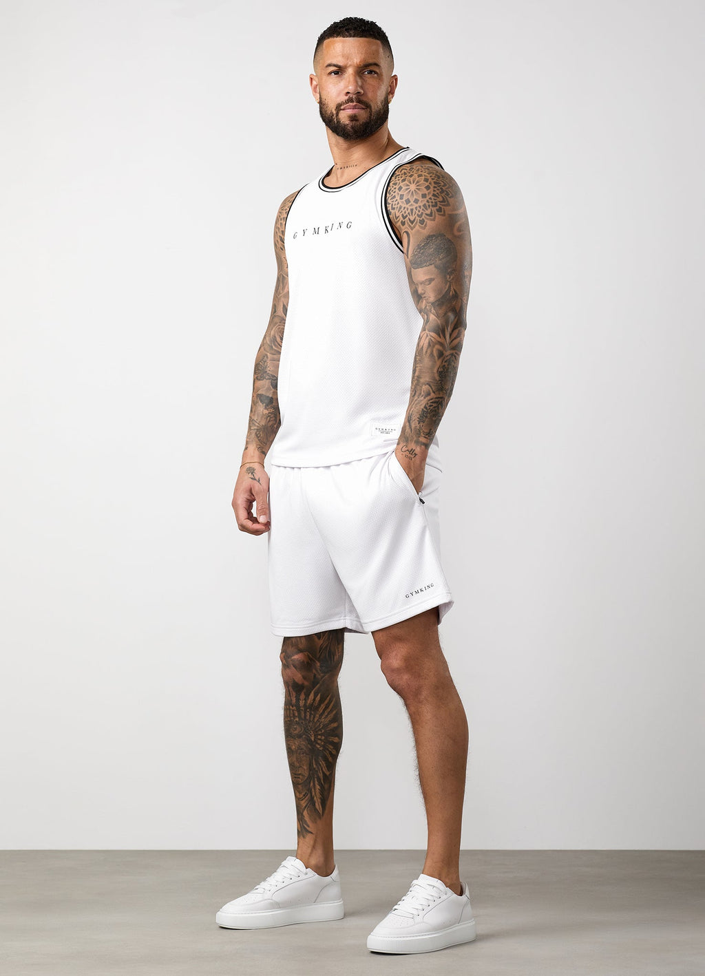 Gym King Brooklyn Mesh Short - White/Black