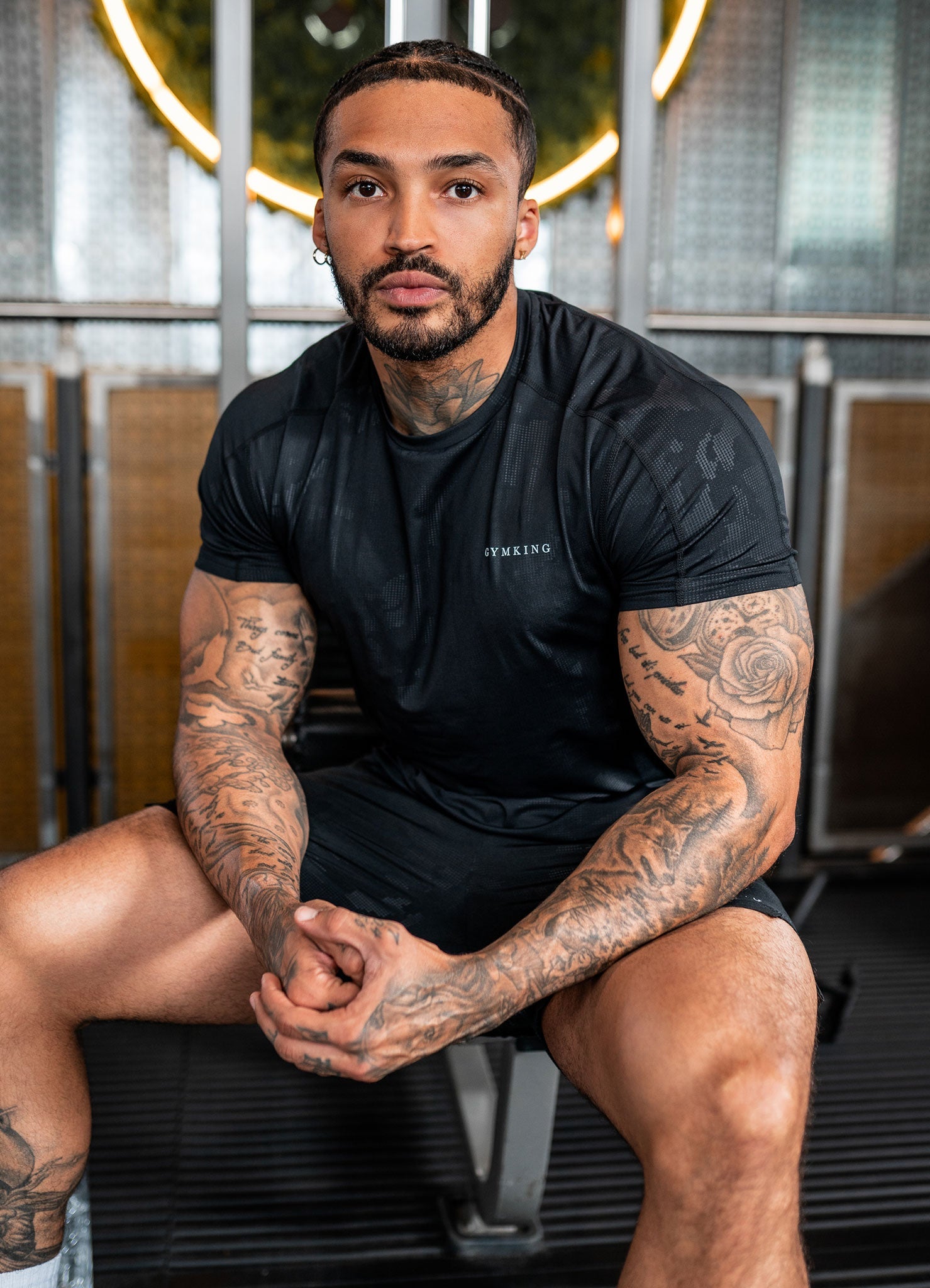 Gym King Debossed Camo Short Sleeve Tee - Black