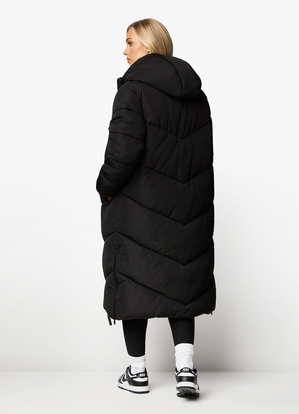 Gym King Chevron Longline Puffer - Black