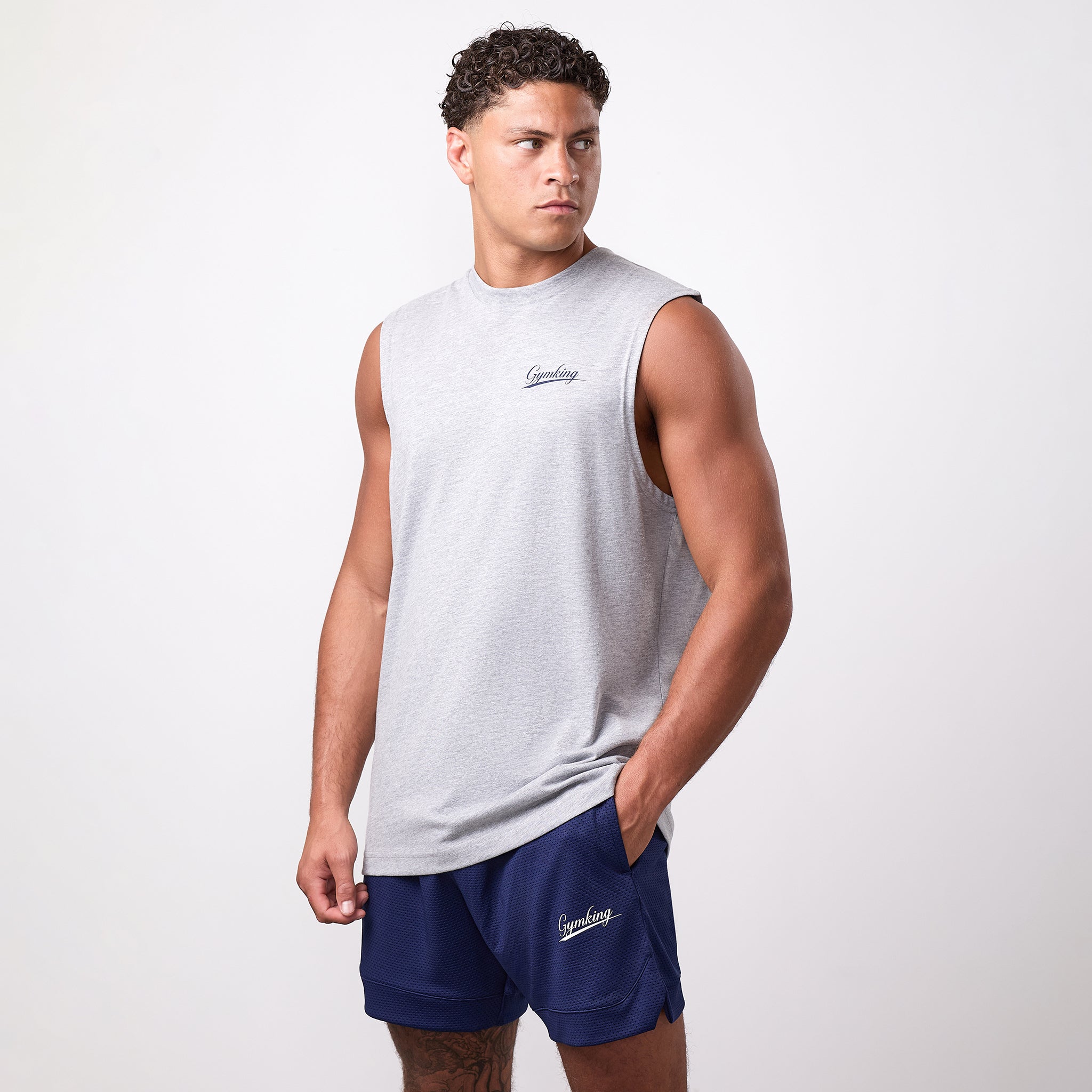 Gym King College Jersey Tank - Grey Marl