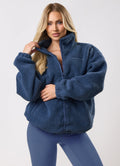 Gym King Long Line Borg Full Zip - Slate Blue