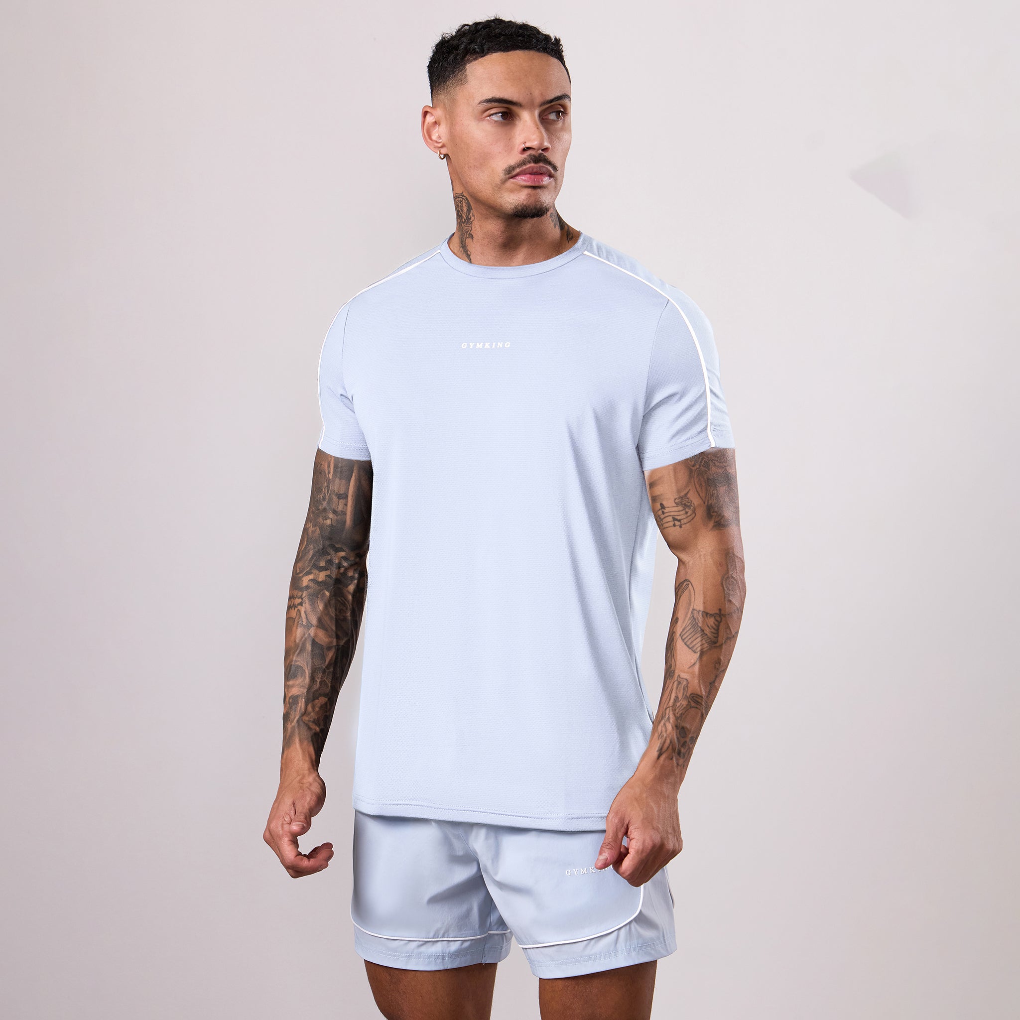 Gym King Core Piped Tee - Fresh Blue
