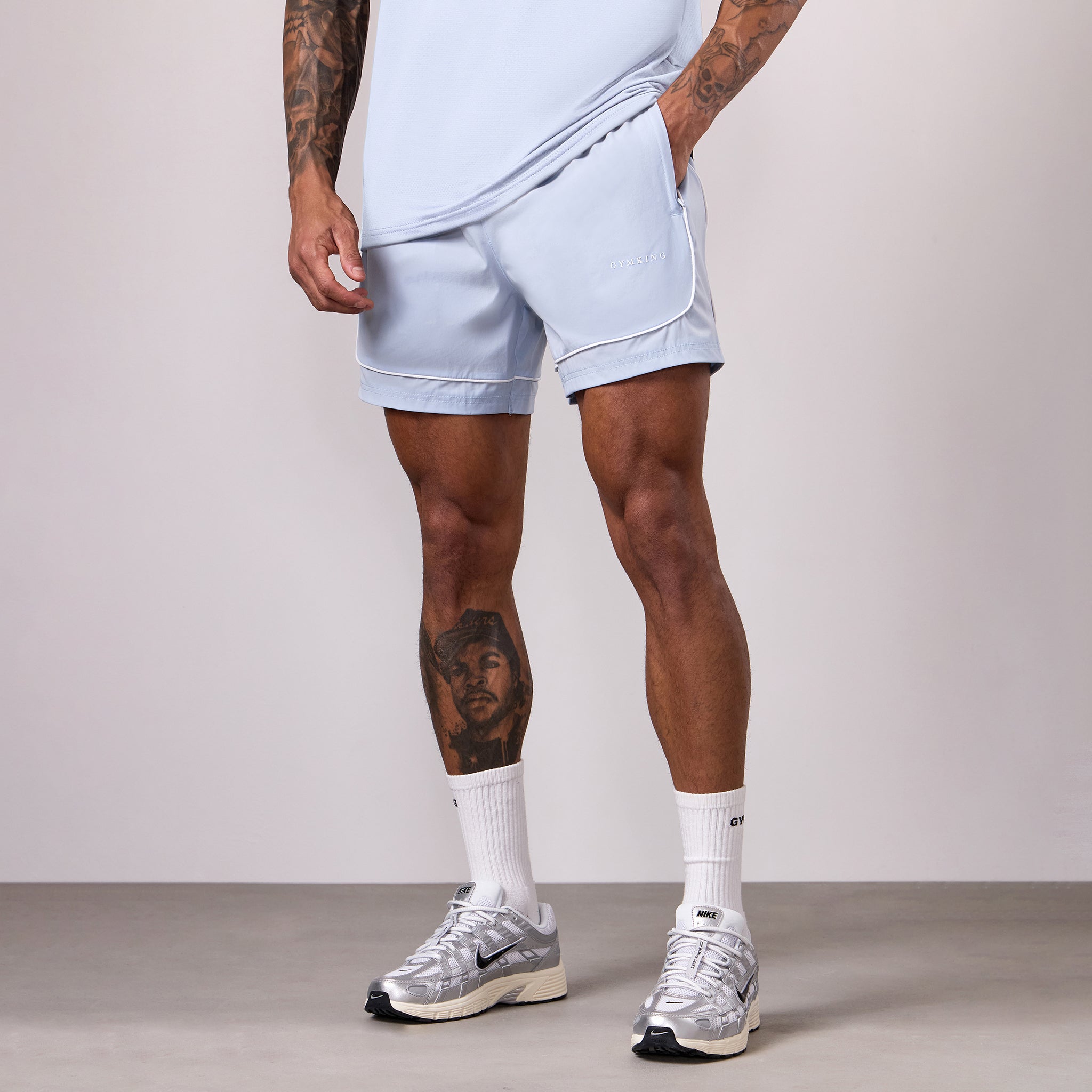 Gym King Core Piped Short - Fresh Blue