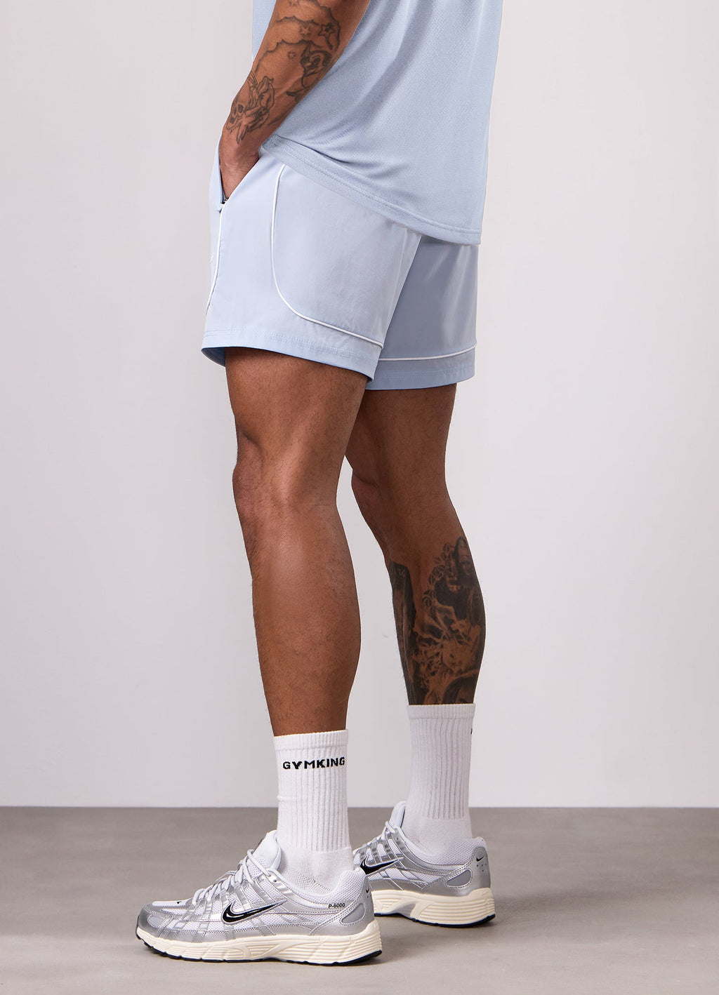 Gym King Core Piped Short - Fresh Blue