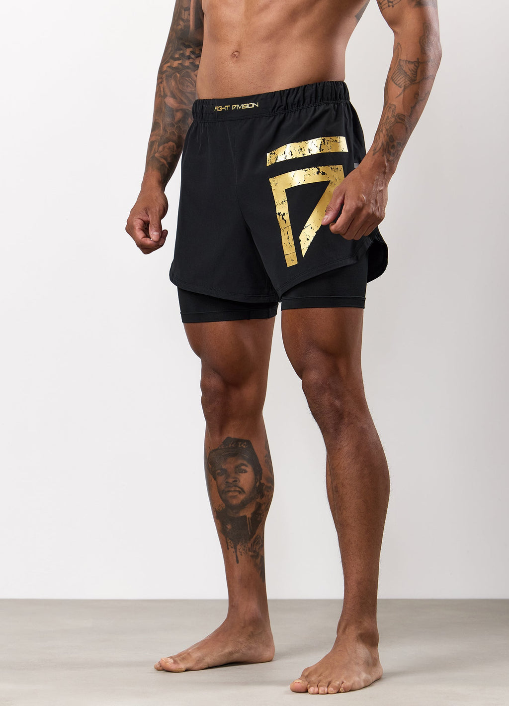 Gym King Fight Division Combat Compression Short - Black