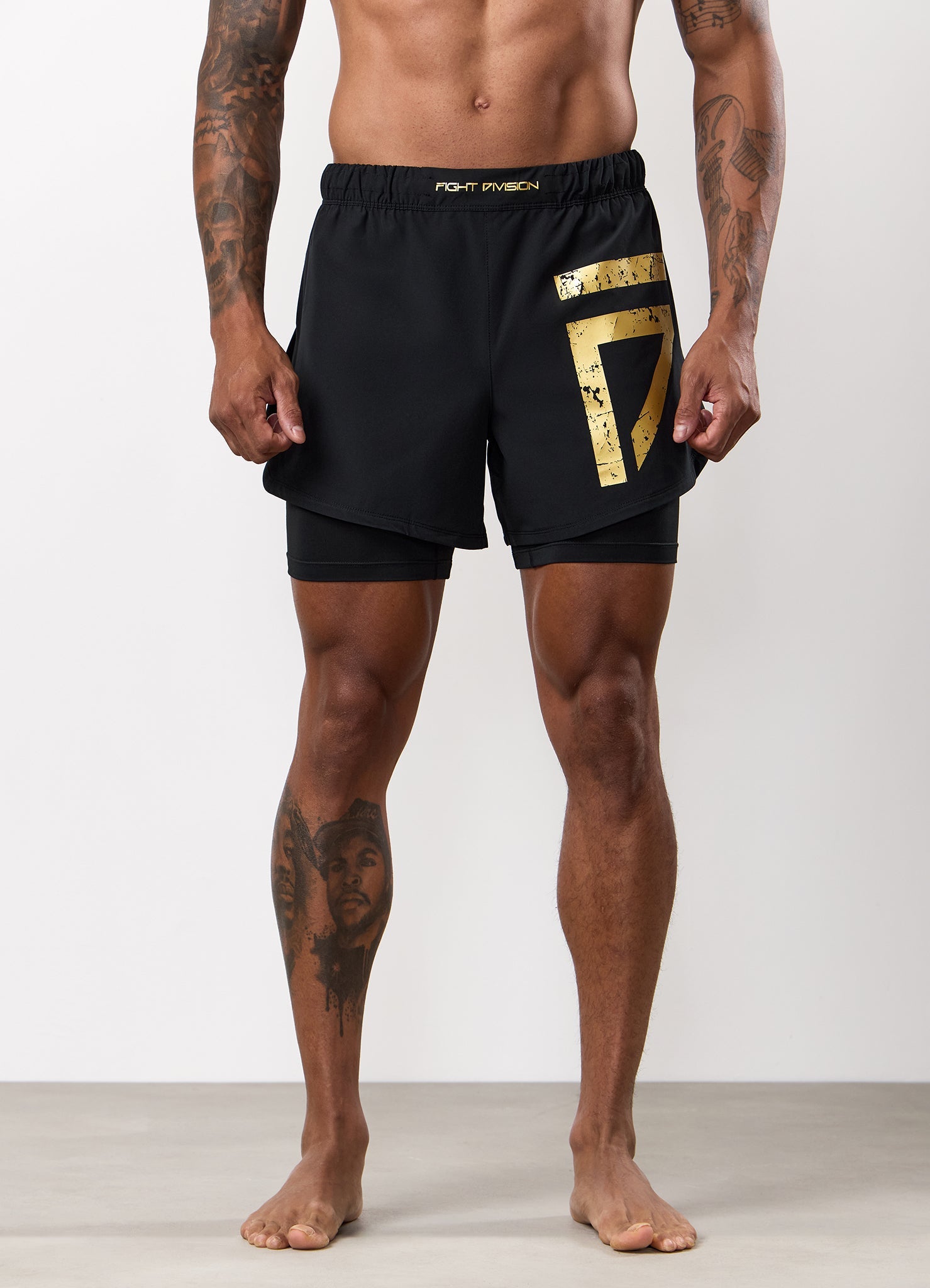 Gym King Fight Division Combat Compression Short - Black
