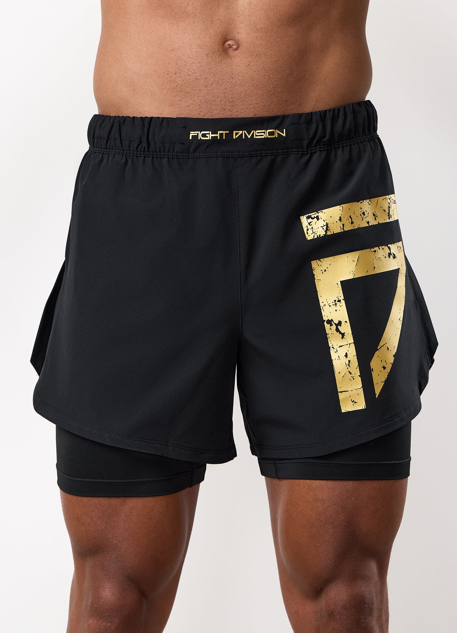 Gym King Fight Division Combat Compression Short - Black