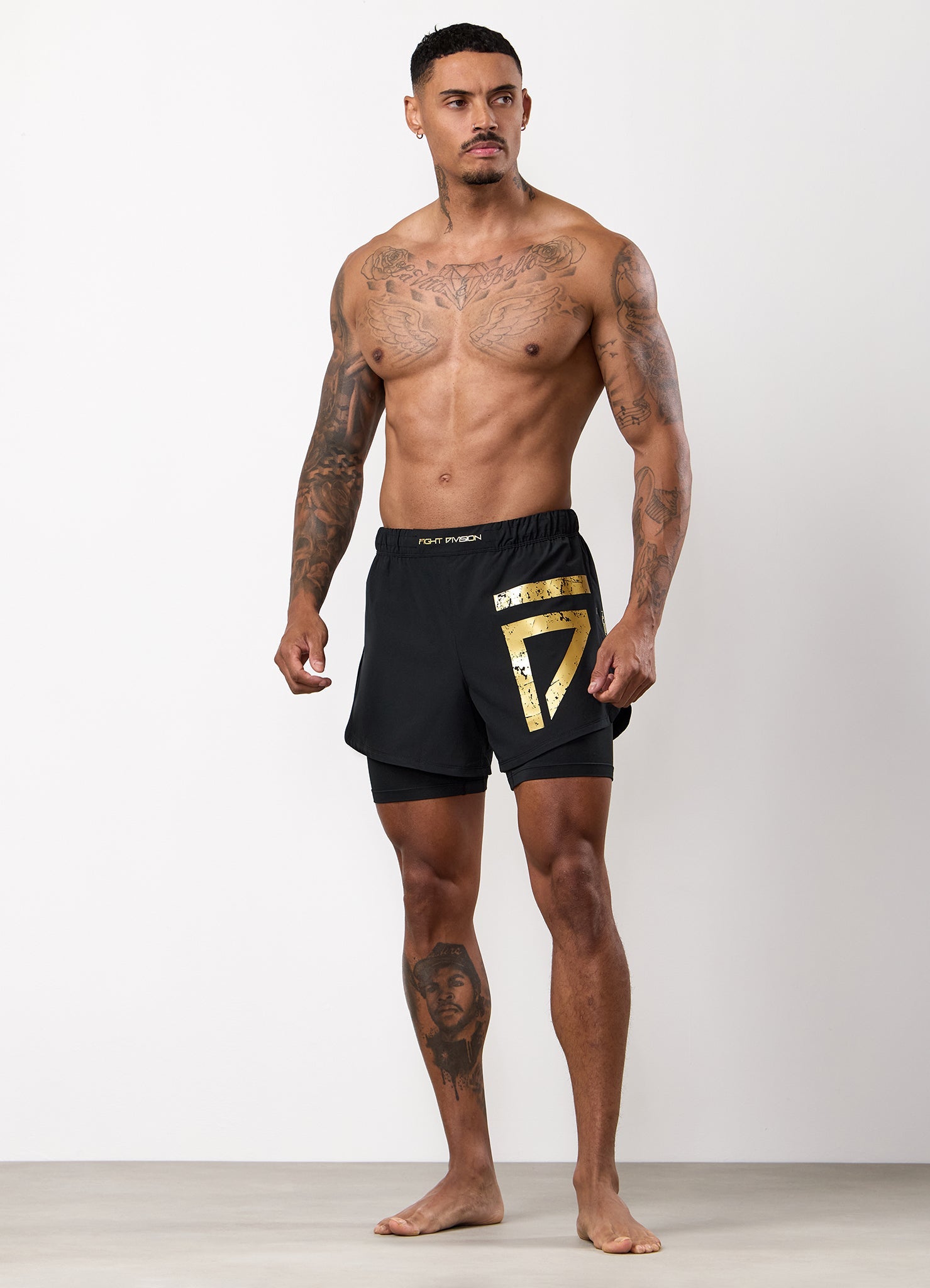 Gym King Fight Division Combat Compression Short - Black
