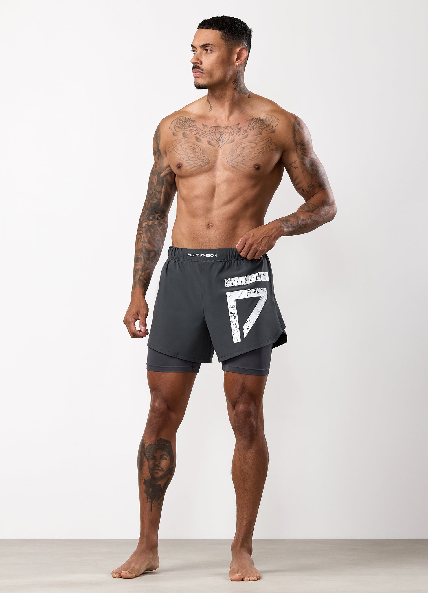 Gym King Fight Division Combat Compression Short - Graphite