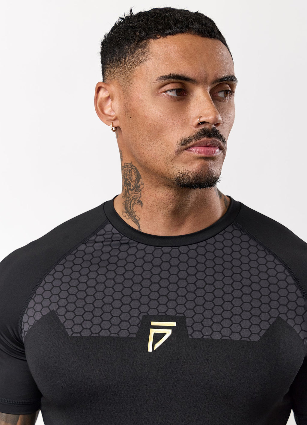 Gym King Fight Division Combat Short Sleeve Rash Guard - Black
