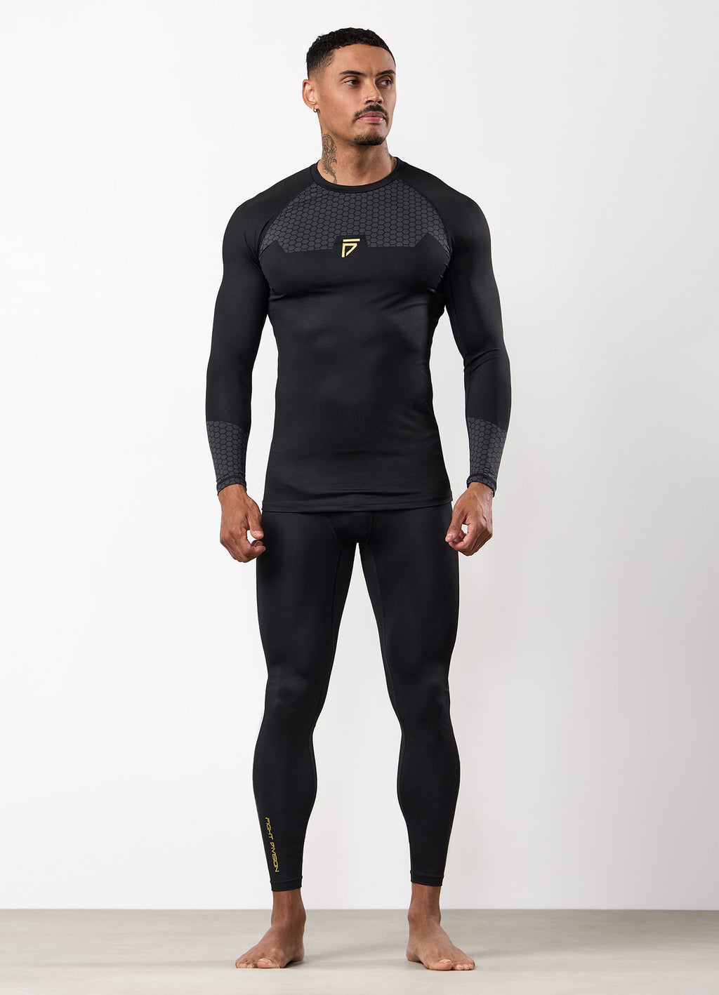 Gym King Fight Division Combat Long Sleeve Rash Guard - Black