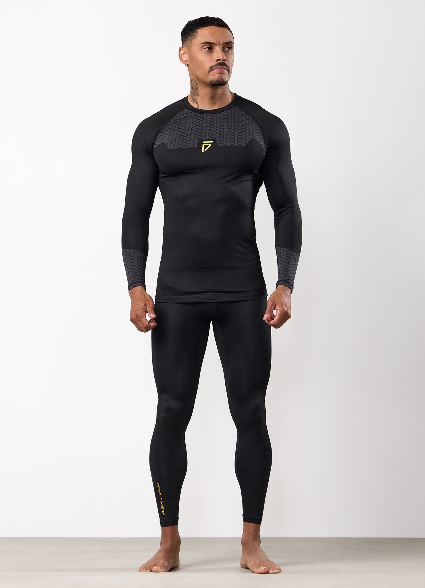 Gym King Fight Division Combat Long Sleeve Rash Guard - Black