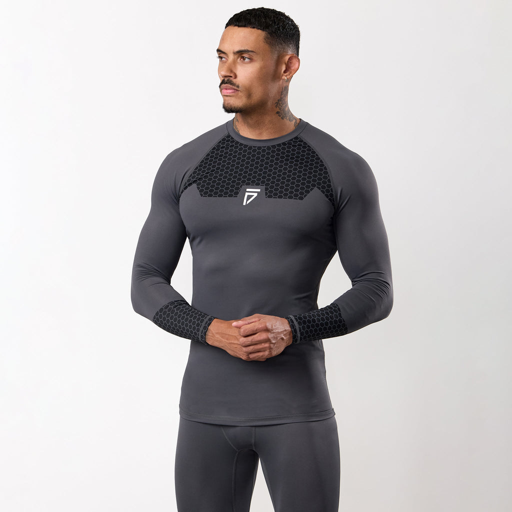 Gym King Fight Division Combat Long Sleeve Rash Guard - Graphite