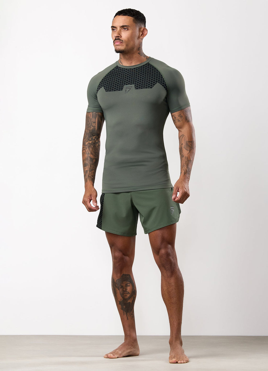 Gym King Fight Division Combat Short Sleeve Rash Guard - Deep Olive