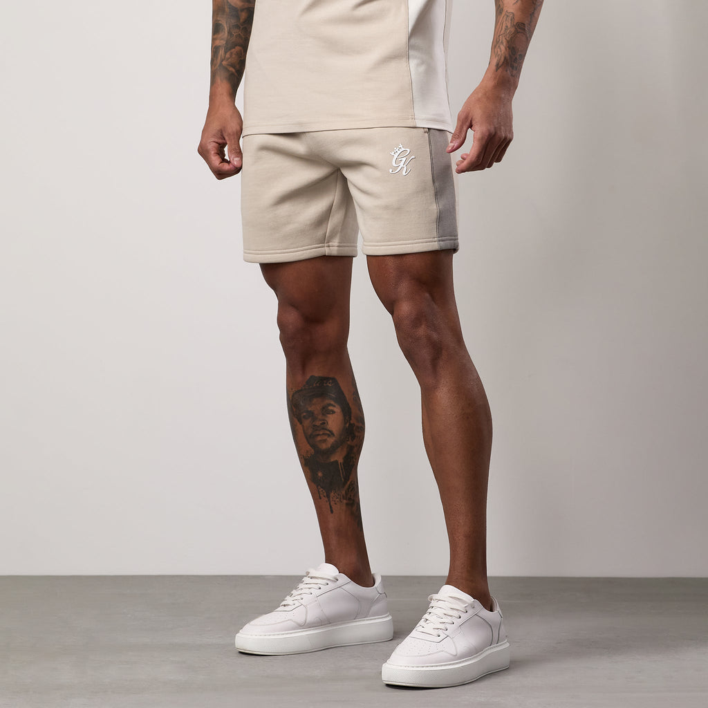 Gym King Contrast Panel Short - Taupe/Light Stone/White