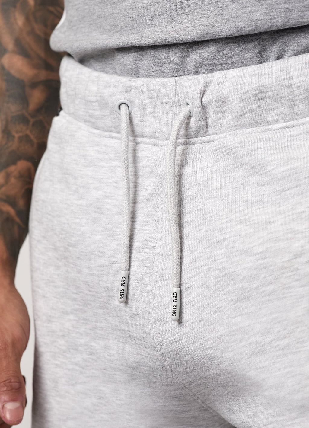 Gym King Contrast Panel Short - Snow Marl/Light Grey/White