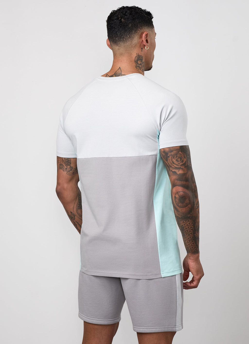 Gym King Contrast Panel Jersey Tee - Urban Grey/Light Grey/Mint