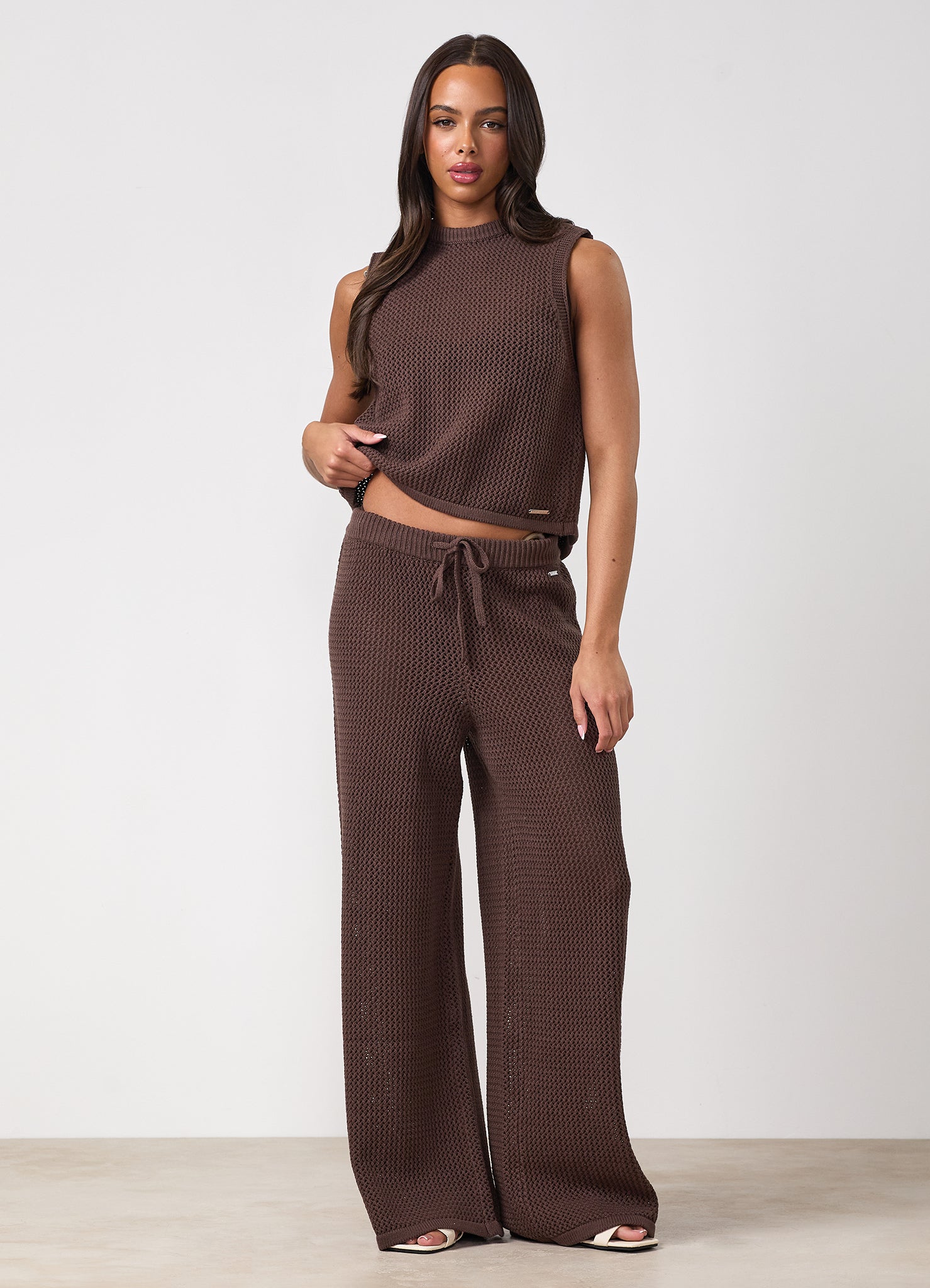 Gym King Crochet Trousers - Coffee