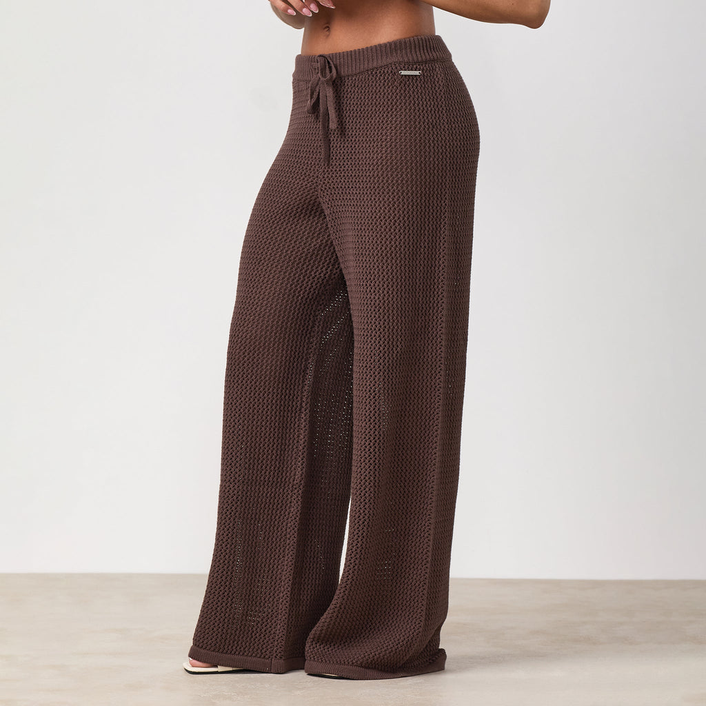 Gym King Crochet Trousers - Coffee