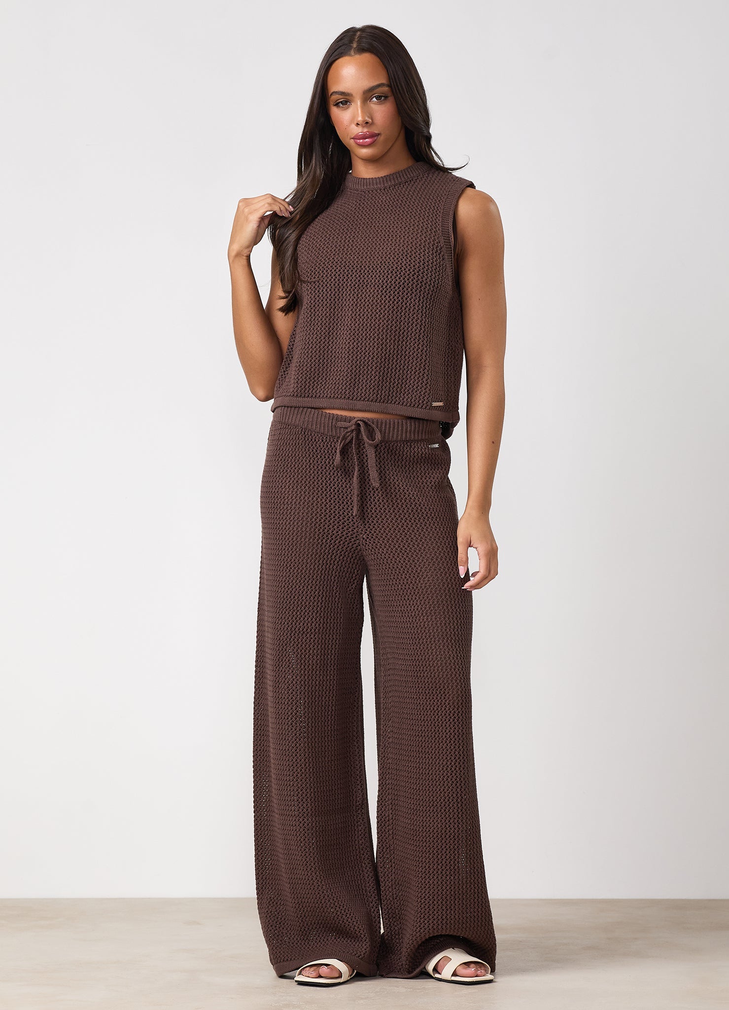 Gym King Crochet Trousers - Coffee