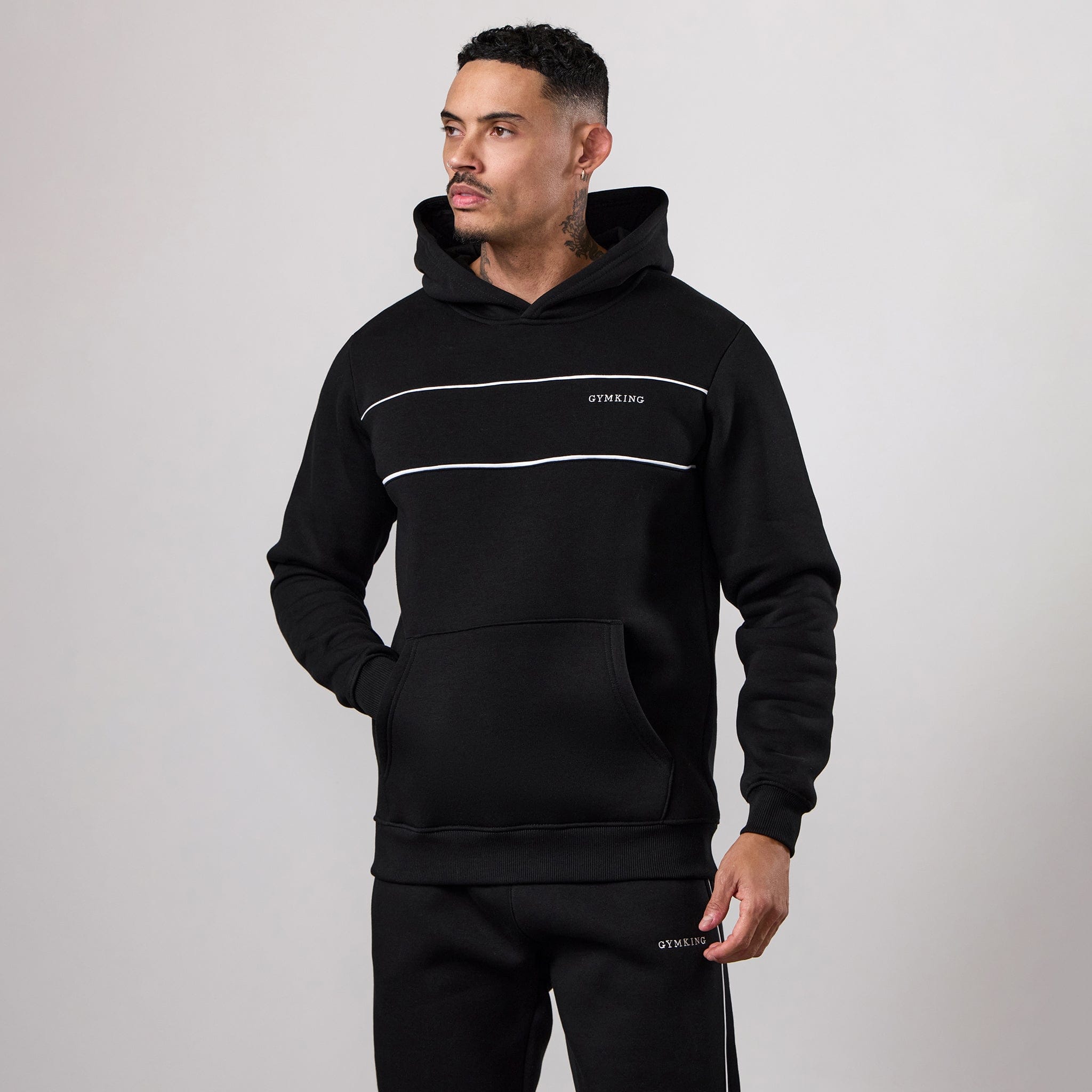 Gym King Core Piped Fleece Hoodie - Black