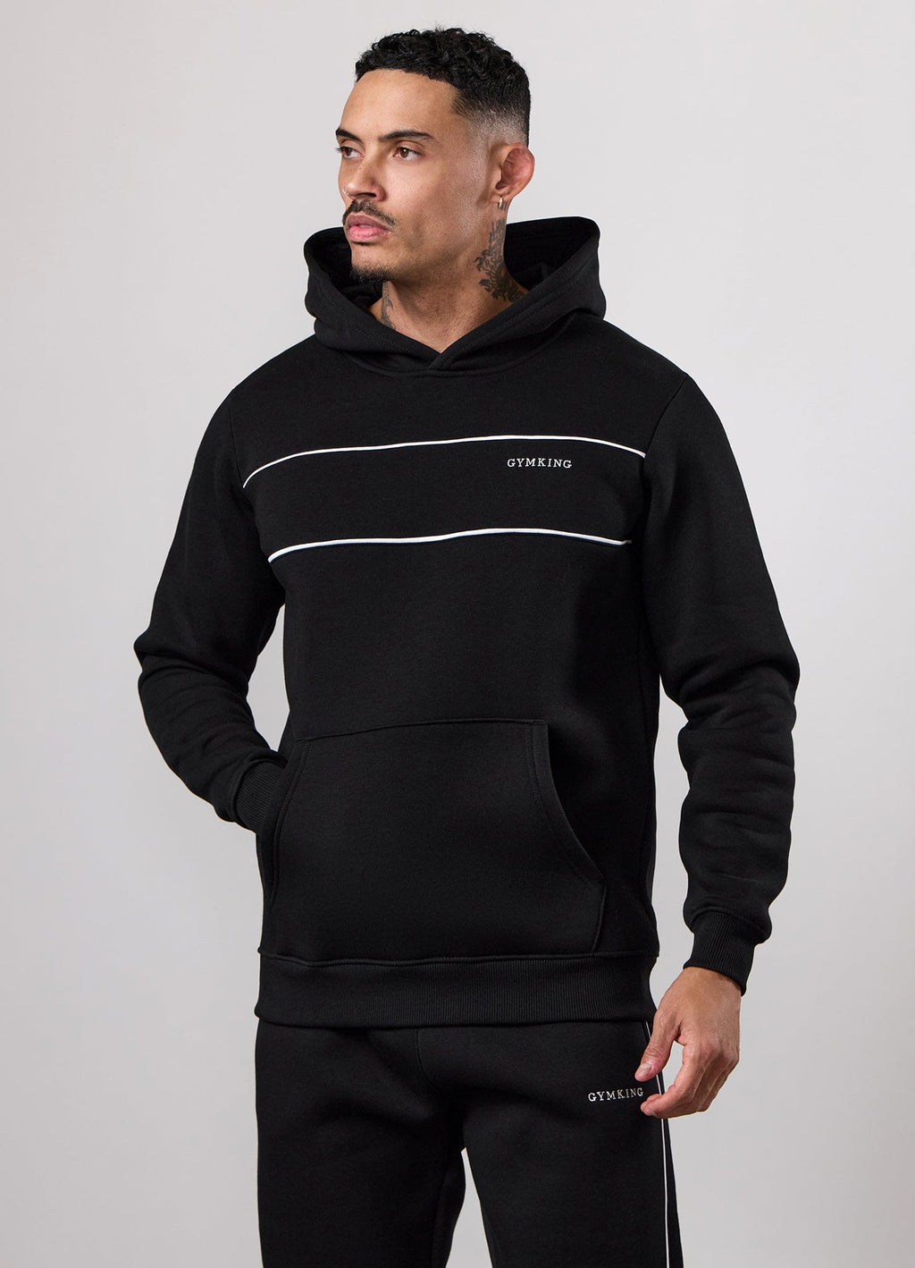 Gym King Core Piped Fleece Hoodie - Black