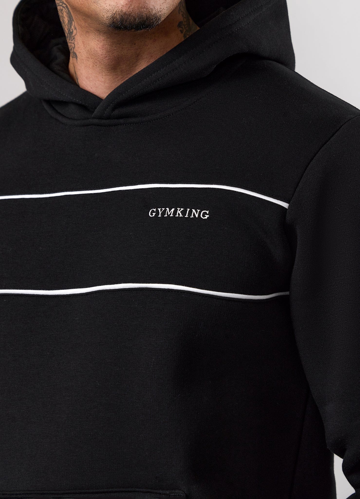 Gym King Core Piped Fleece Hoodie - Black
