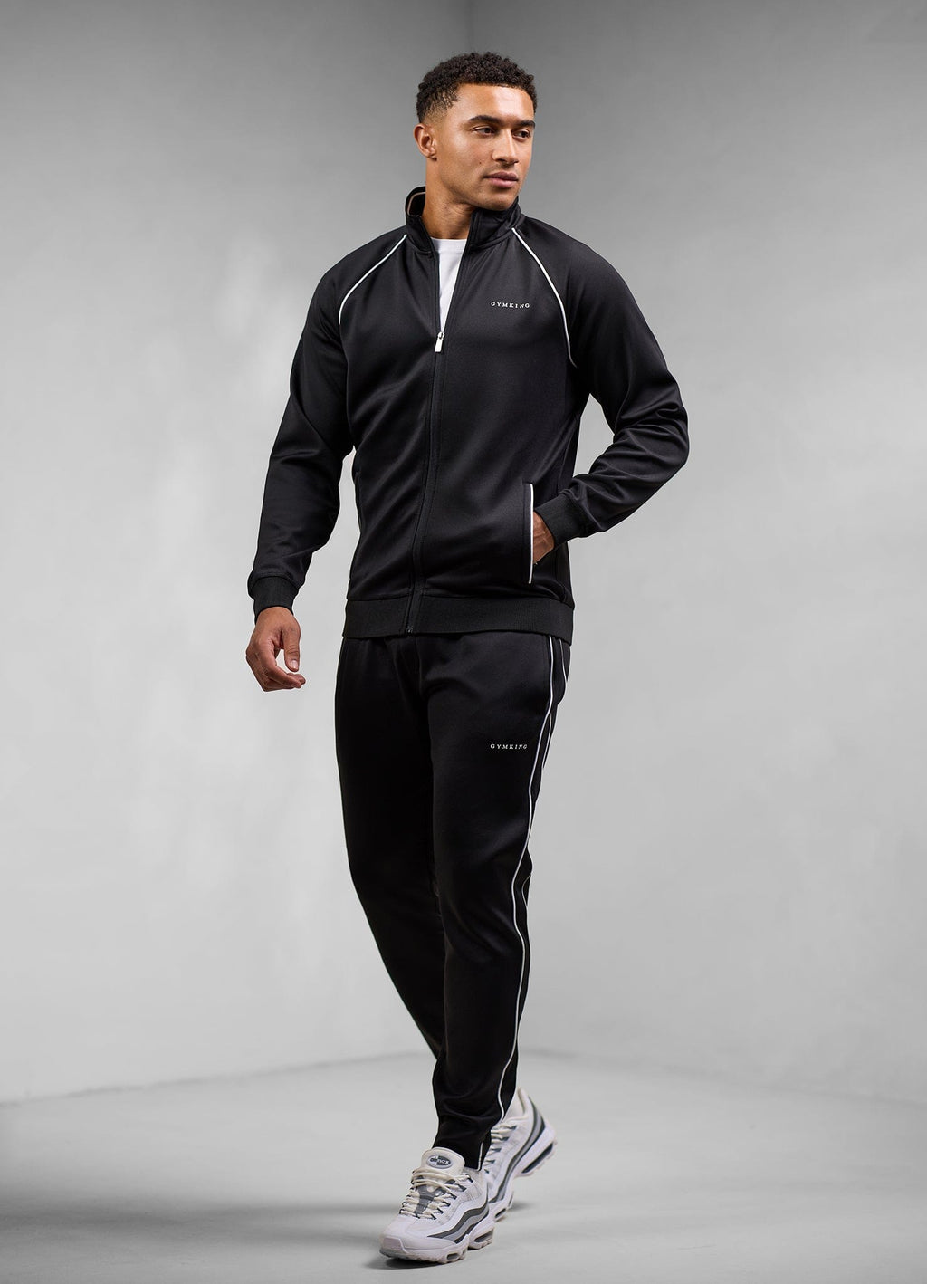 Gym King Core Piped Full Zip Funnel - Black