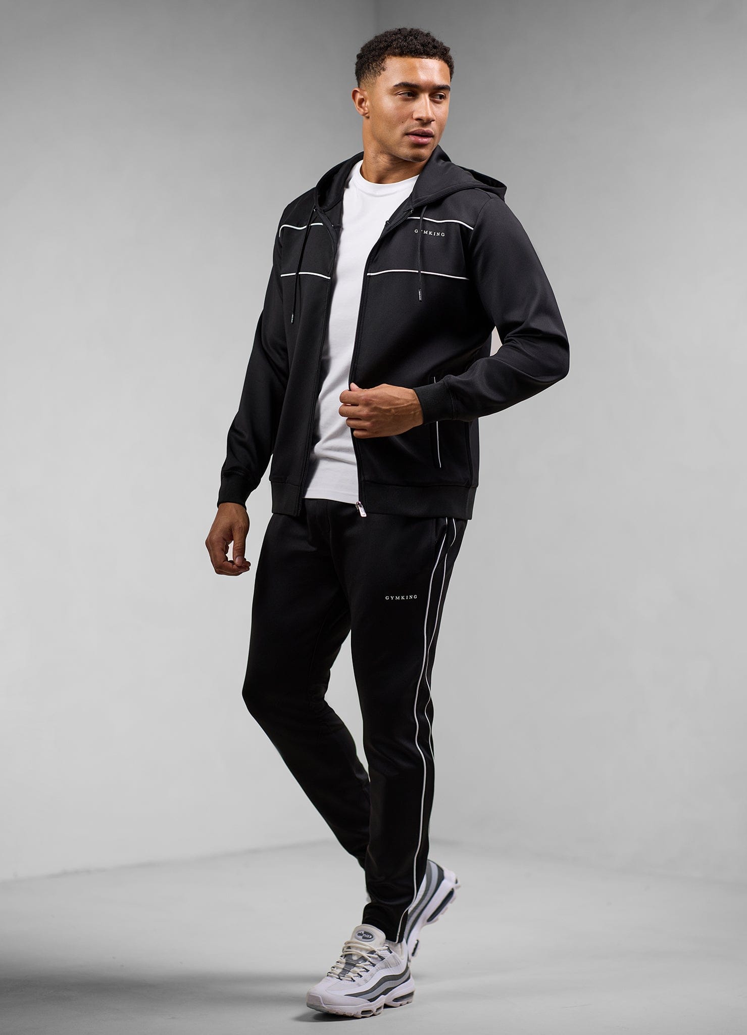 Gym King Core Piped Full Zip Hoodie - Black