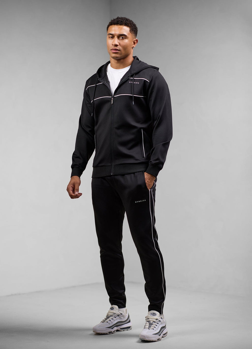 Gym King Core Piped Full Zip Hoodie - Black