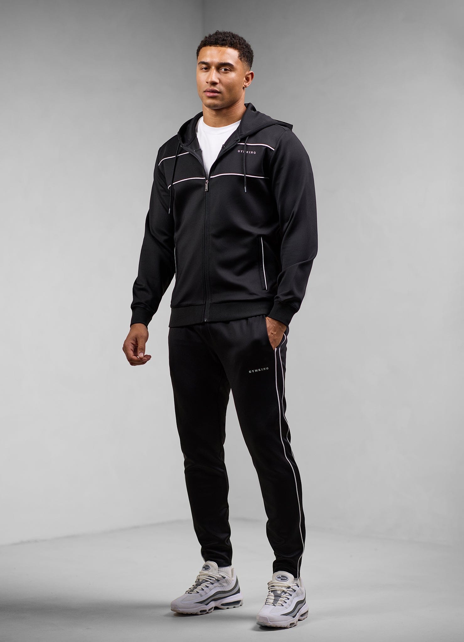 Gym King Core Piped Full Zip Hoodie - Black