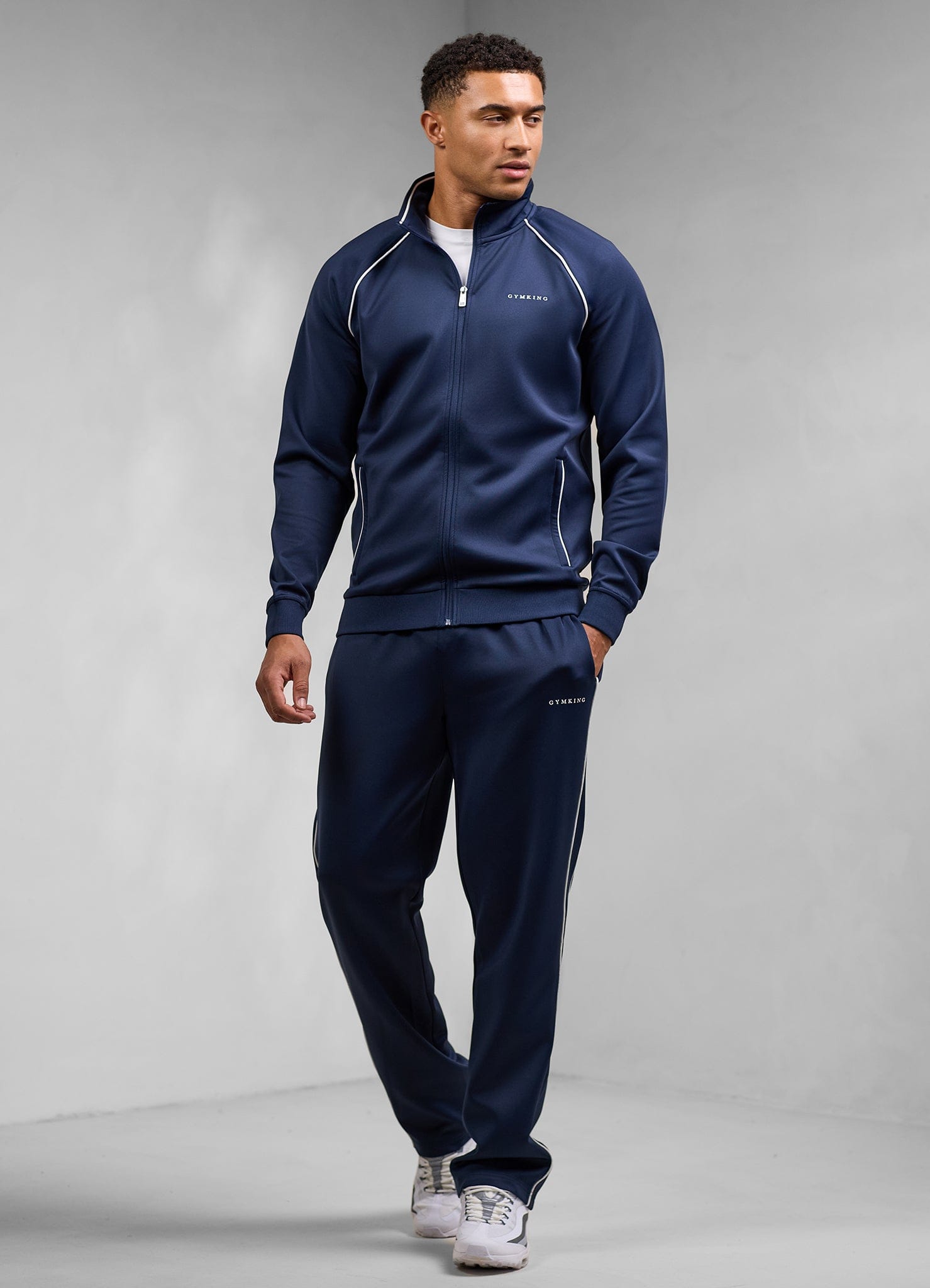 Gym King Core Piped Full Zip Funnel - Navy